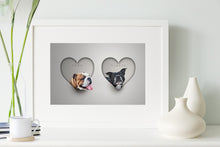 Load image into Gallery viewer, Two Hearts and Two Pets Framed