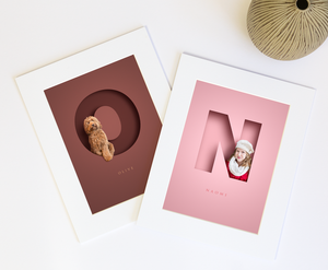 Two Serif 8" x 6" Pets in Letters Desk Top Prints Mount Only