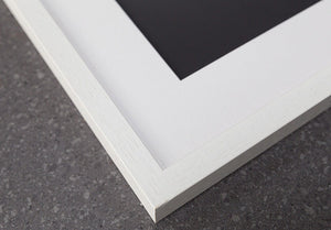 white wooden picture frame corner detail