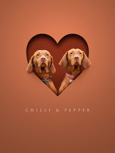 Load image into Gallery viewer, Two Pets/People in Heart Print Mount Only or Framed (from two photos)