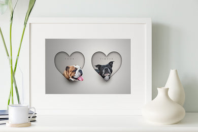 Two Hearts and Two Pets Framed