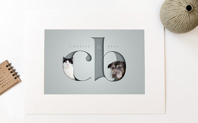 Two Pets in Serif Letters Mount Only