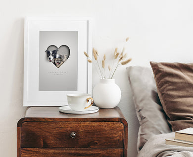 Three Pets in Single Heart Framed
