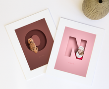 Load image into Gallery viewer, Two Serif 8&quot; x 6&quot; Pets in Letters Desk Top Prints Mount Only