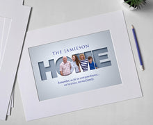 Load image into Gallery viewer, Unusual family portrait in a 3D-effect cutout letter style