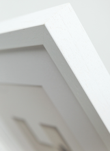 Load image into Gallery viewer, white wood picture frame corner detail