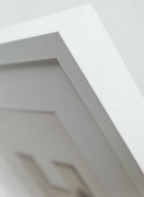 Load image into Gallery viewer, white wooden picture frame corner detail