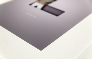 close up of premium quality print showing the texture of the matte paper and its off-white photo mount
