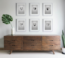 Load image into Gallery viewer, Set of 6 stylish family portraits in heart shape cutouts creating a clever 3d look