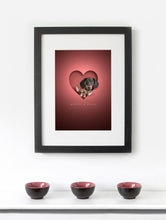Load image into Gallery viewer, Two Pets/People in Heart Print Mount Only or Framed (from two photos)