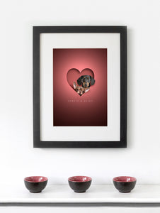 Two Pets/People in Heart Print Mount Only or Framed (from two photos)