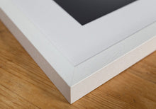 Load image into Gallery viewer, white wooden picture frame close up